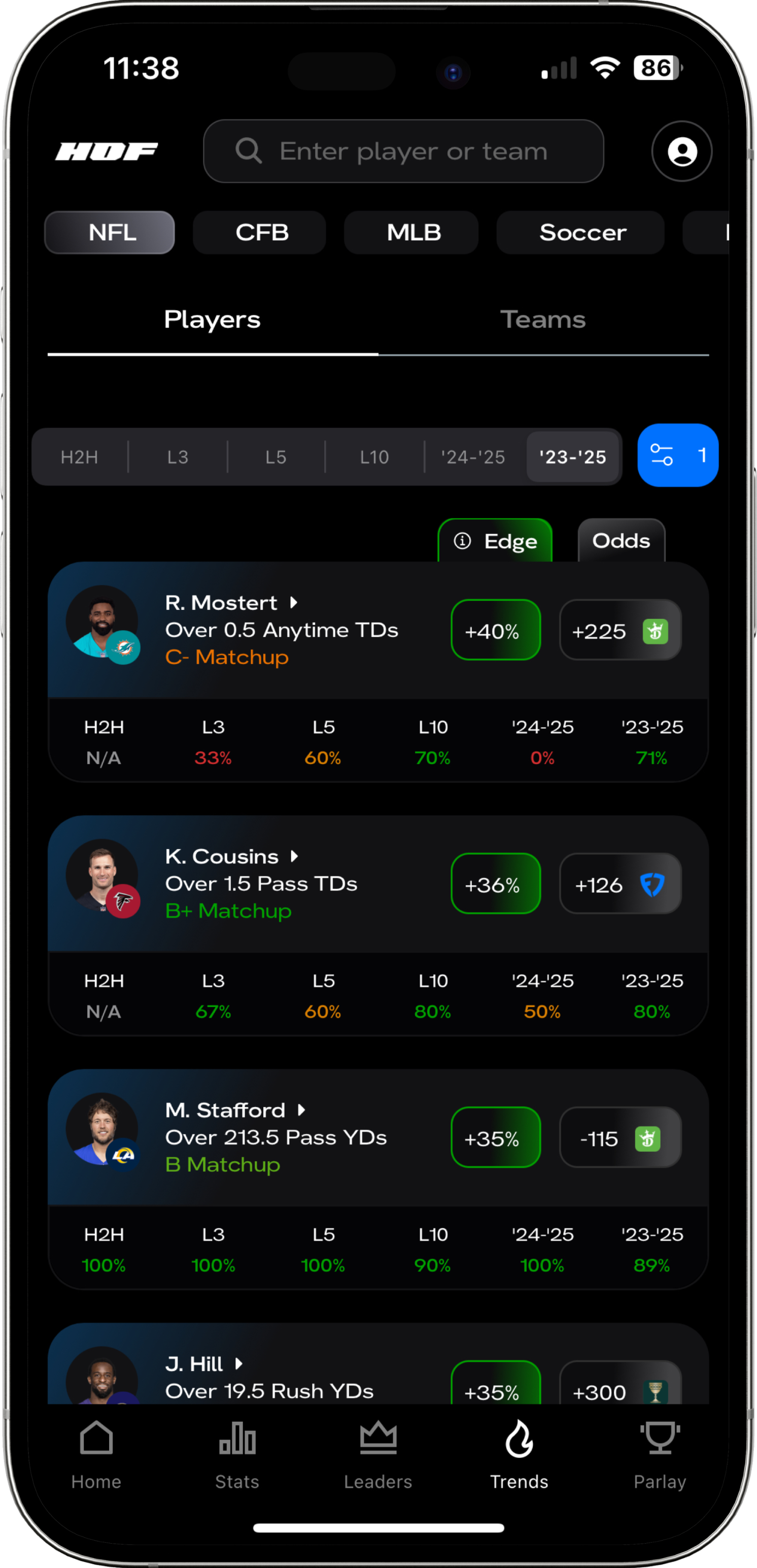 hofbets Trends tool mockup